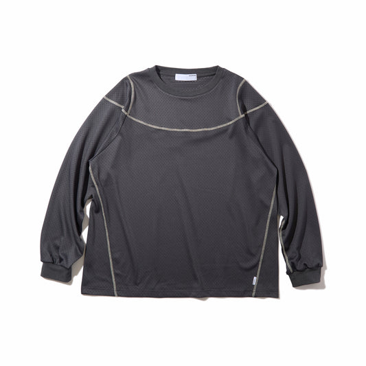 Stitched Mesh L/S Top (Charcoal)