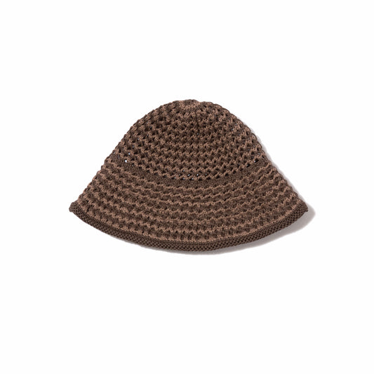 Cotton Croche Knit Hat (Brown)