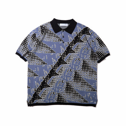 Brushed Terrain Knit Polo (Blue)