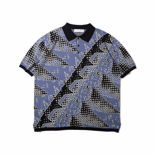 Brushed Terrain Knit Polo (Blue)