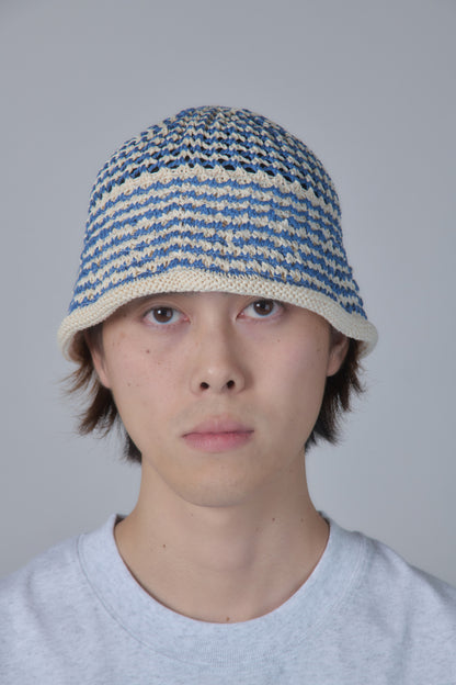 Cotton Croche Knit Hat (Brown)