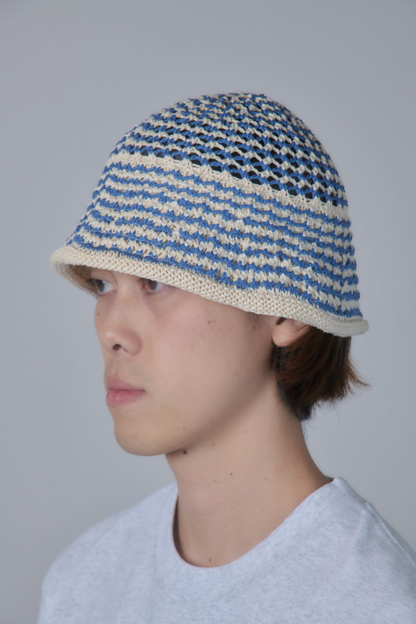 Cotton Croche Knit Hat (Brown)