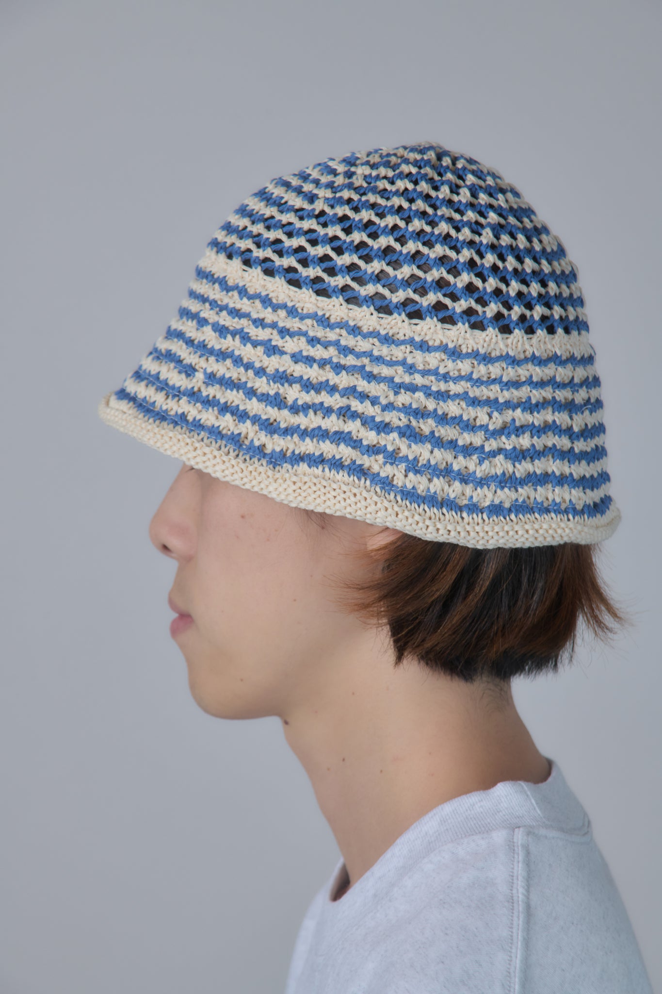 Cotton Croche Knit Hat (Brown)