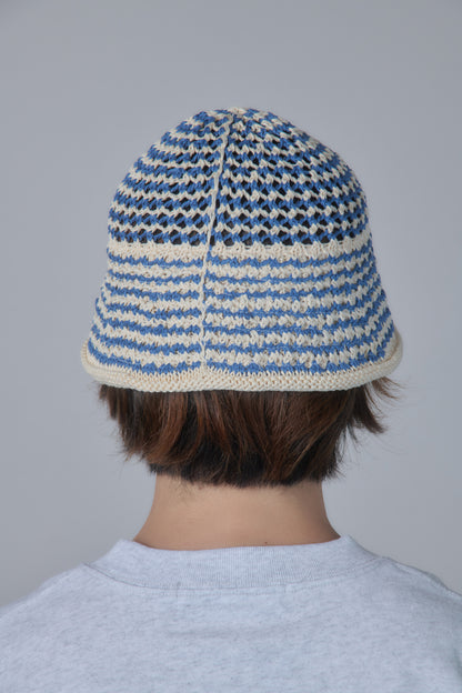 Cotton Croche Knit Hat (Brown)